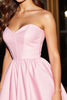 Load image into Gallery viewer, Pink Satin A Line Strapless Short Corset Prom Dress