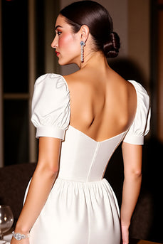 White A Line Corset Satin Short Prom Dress