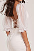 Load image into Gallery viewer, White Ruffled Bodycon Tie Front Short Prom Dress with Lace