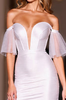 Load image into Gallery viewer, White Bodycon Off the Shoulder Corset Short Prom Dress