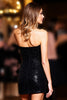Load image into Gallery viewer, Sparkly Black Sequin Strapless Bodycon Short Prom Dress