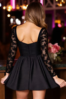 Load image into Gallery viewer, Sparkly Black Corset A Line Short Prom Dress with Lace