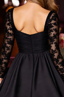Load image into Gallery viewer, Sparkly Black Corset A Line Short Prom Dress with Lace