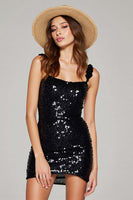 Load image into Gallery viewer, Sparkly Black Sequin Short Bodycon Prom Dress