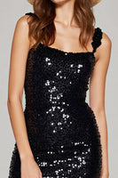 Load image into Gallery viewer, Sparkly Black Sequin Short Bodycon Prom Dress