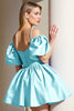 Load image into Gallery viewer, Light Blue A Line Corset Short Prom Dress