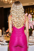 Load image into Gallery viewer, Fuchsia Bodycon Corset Short Prom Dress with Appliques
