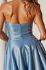 Load image into Gallery viewer, Blue A Line Strapless Short Satin Prom Dress