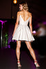 Load image into Gallery viewer, White Satin Spaghetti Straps A Line Short Prom Dress