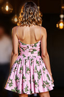 Load image into Gallery viewer, Pink A Line Printed Floral Short Prom Dress