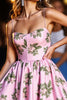 Load image into Gallery viewer, Pink A Line Printed Floral Short Prom Dress