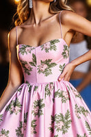 Load image into Gallery viewer, Pink A Line Printed Floral Short Prom Dress