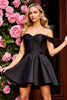 Load image into Gallery viewer, Black A Line Corset Ruched Short Satin Prom Dress