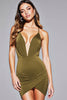 Load image into Gallery viewer, Army Green Bodycon Satin Spaghetti Straps Short Prom Dress