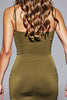 Load image into Gallery viewer, Army Green Bodycon Satin Spaghetti Straps Short Prom Dress
