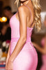 Load image into Gallery viewer, Pink Bodycon Satin Corset Short Prom Dress
