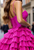 Load image into Gallery viewer, Fuchsia A Line Tiered Short Prom Dress with Ruffles