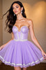 Load image into Gallery viewer, Sparkly Purple Sequin A Line Corset Short Prom Dress