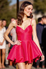 Load image into Gallery viewer, Red A Line Satin Ruched Short Prom Dress