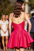 Load image into Gallery viewer, Red A Line Satin Ruched Short Prom Dress