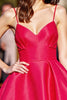 Load image into Gallery viewer, Red A Line Satin Ruched Short Prom Dress