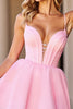 Load image into Gallery viewer, Pink Corset A Line Deep V-Neck Short Prom Dress