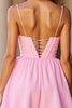 Load image into Gallery viewer, Pink Corset A Line Deep V-Neck Short Prom Dress