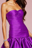 Load image into Gallery viewer, Dark Purple Strapless Satin Short Prom Dress with 3D Flower
