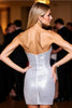 Load image into Gallery viewer, Sparkly Silver Sequin Sweetheart Bodycon Short Prom Dress