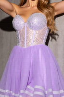 Load image into Gallery viewer, Sparkly Lilac Tulle Corset Sweetheart Short Prom Dress