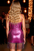 Load image into Gallery viewer, Sparkly Dark Purple Bodycon Corset Short Prom Dress with Fringes