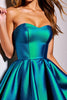Load image into Gallery viewer, Dark Green Strapless Metallic Satin Corset Short Prom Dress