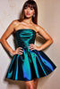 Load image into Gallery viewer, Metallic Dark Blue Strapless Corset Short Prom Dress
