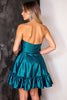 Load image into Gallery viewer, Dark Blue Strapless A Line Satin Short Prom Dress with Ruffles