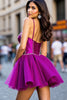 Load image into Gallery viewer, Sparkly Dark Purple Tulle Short Corset Prom Dress with Beading