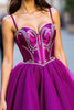 Load image into Gallery viewer, Sparkly Dark Purple Tulle Short Corset Prom Dress with Beading