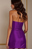 Load image into Gallery viewer, Dark Purple Floral Satin Bodycon Short Prom Dress