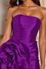 Load image into Gallery viewer, Dark Purple Floral Satin Bodycon Short Prom Dress