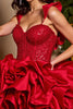 Load image into Gallery viewer, Sparkly Red Beaded Satin Short Corset Prom Dress with Ruffles