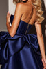 Load image into Gallery viewer, Navy Satin A Line Ruffled Corset Short Prom Dress