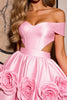 Load image into Gallery viewer, Pink Satin Floral A Line Corset Short Prom Dress
