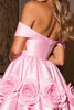 Load image into Gallery viewer, Pink Satin Floral A Line Corset Short Prom Dress
