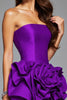Load image into Gallery viewer, Dark Purple Satin Floral Ruffled Short Prom Dress