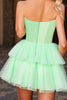 Load image into Gallery viewer, Sparkly Green Tulle A Line Short Corset Prom Dress with Beading
