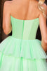 Load image into Gallery viewer, Sparkly Green Tulle A Line Short Corset Prom Dress with Beading