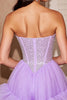 Load image into Gallery viewer, Sparkly Lilac Tulle Ruffled Short Corset Prom Dress with Sequins