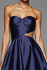 Load image into Gallery viewer, Navy Satin Sweetheart A Line Cut Out Short Prom Dress