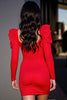 Load image into Gallery viewer, Red Bodycon Short Satin Prom Dress with Sleeves