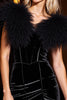 Load image into Gallery viewer, Black Velvet Short Bodycon Prom Dress with Feathers