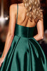 Load image into Gallery viewer, Dark Green A Line Short Satin Prom Dress with Beading